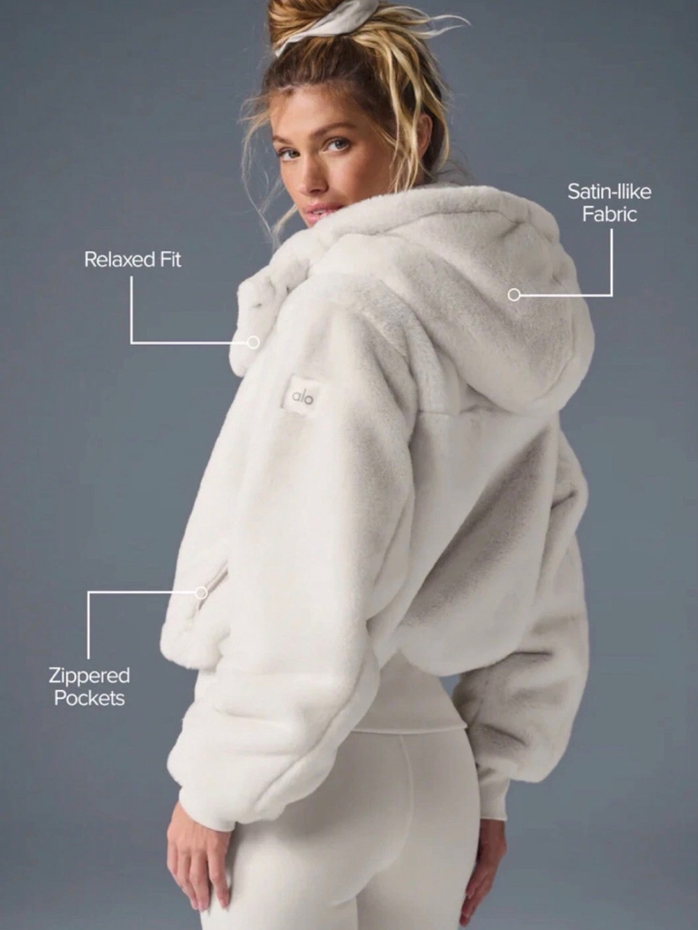 ALO Yoga Faux Fur Foxy Jacket in Ivory White